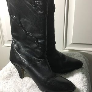 Vintage Black Leather Boots